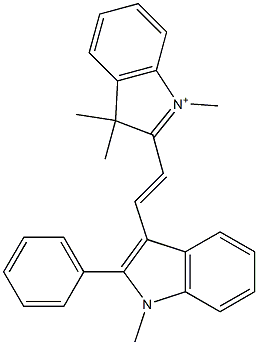 1,3,3-Trimethyl-2-[2-(1-methyl-2-phenyl-1H-indol-3-yl)ethenyl]-3H-indolium Struktur