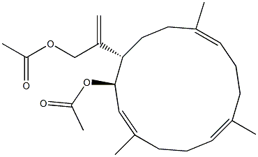 (1E,3R,4S,7E,11E)-1,7,11-Trimethyl-3-acetoxy-4-[1-(acetoxymethyl)ethenyl]cyclotetradeca-1,7,11-triene Struktur