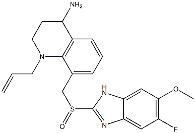 1,2,3,4-Tetrahydro-1-(2-propenyl)-4-amino-8-(5-fluoro-6-methoxy-1H-benzimidazol-2-ylsulfinylmethyl)quinoline Struktur