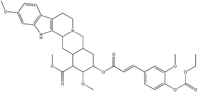 3-[2-(4-Ethoxycarbonyloxy-3-methoxyphenyl)vinylcarbonyloxy]-1,2,3,4,4a,5,7,8,13,13b,14,14a-dodecahydro-2,11-dimethoxybenz[g]indolo[2,3-a]quinolizine-1-carboxylic acid methyl ester Struktur