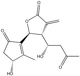 (4R,5S)-Dihydro-3-methylene-4-[(S)-1-hydroxy-3-oxobutyl]-5-[(R)-3-hydroxy-2-methyl-5-oxo-1-cyclopentenyl]furan-2(3H)-one Struktur