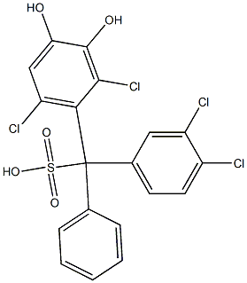 (3,4-Dichlorophenyl)(2,6-dichloro-3,4-dihydroxyphenyl)phenylmethanesulfonic acid Struktur