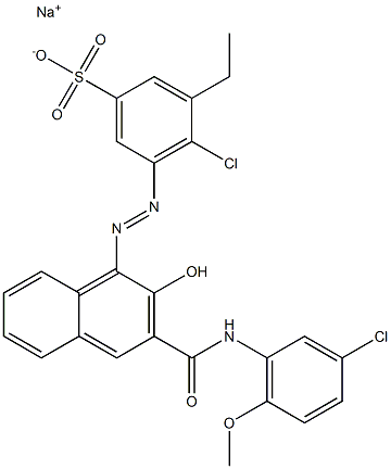 4-Chloro-3-ethyl-5-[[3-[[(3-chloro-6-methoxyphenyl)amino]carbonyl]-2-hydroxy-1-naphtyl]azo]benzenesulfonic acid sodium salt Struktur