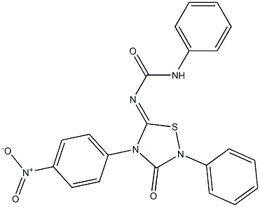 4-(4-Nitrophenyl)-2-phenyl-5-[(phenylcarbamoyl)imino]-1,2,4-thiadiazolidin-3-one Struktur