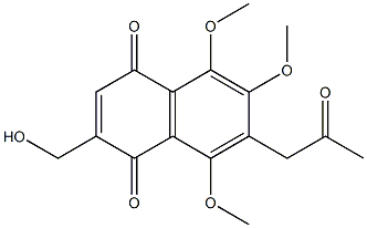 2-Hydroxymethyl-5,6,8-trimethoxy-7-(2-oxopropyl)-1,4-naphthoquinone Struktur