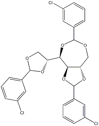 1-O,4-O:2-O,3-O:5-O,6-O-Tris(3-chlorobenzylidene)-D-glucitol Struktur