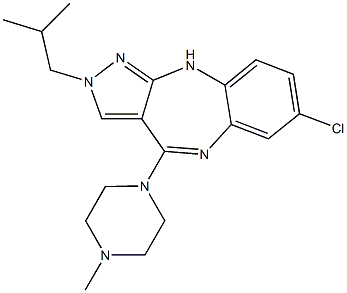 2-(2-Methylpropyl)-4-(4-methylpiperazin-1-yl)-7-chloro-2,10-dihydropyrazolo[3,4-b][1,5]benzodiazepine Struktur