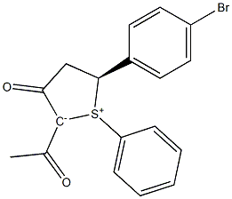 (5S)-2-Acetyl-5-(p-bromophenyl)-1-phenyl-3-oxo-2,3,4,5-tetrahydrothiophen-1-ium-2-ide Struktur