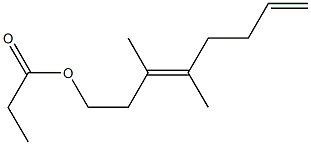 Propionic acid 3,4-dimethyl-3,7-octadienyl ester Struktur