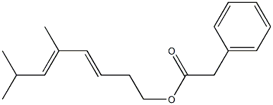 Phenylacetic acid 5,7-dimethyl-3,5-octadienyl ester Struktur