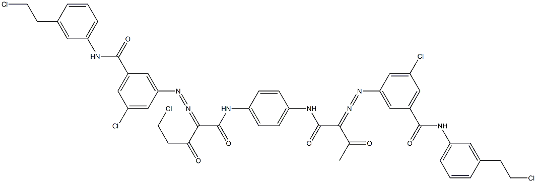 3,3'-[2-(Chloromethyl)-1,4-phenylenebis[iminocarbonyl(acetylmethylene)azo]]bis[N-[3-(2-chloroethyl)phenyl]-5-chlorobenzamide] Struktur