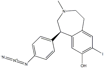 [1R,(+)]-8-Hydroxy-7-iodo-3-methyl-1-(4-azidophenyl)-2,3,4,5-tetrahydro-1H-3-benzazepine Struktur