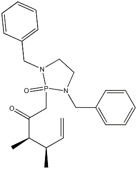 1,3-Dibenzyl-2-[(3R,4R)-3,4-dimethyl-2-oxo-5-hexenyl]-1,3,2-diazaphospholidine 2-oxide Struktur