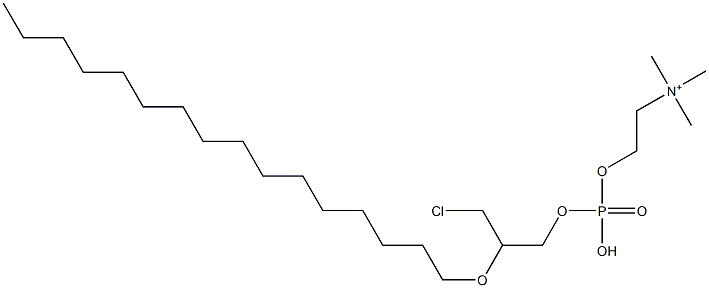 O-[[3-Chloro-2-(hexadecyloxy)propyloxy]phosphonyl]choline Struktur