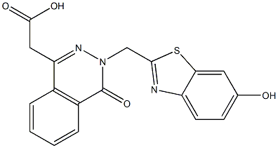 3-[(6-Hydroxy-2-benzothiazolyl)methyl]-3,4-dihydro-4-oxophthalazine-1-acetic acid Struktur