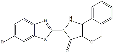 1,5-Dihydro-2-(6-bromobenzothiazol-2-yl)[2]benzopyrano[4,3-c]pyrazol-3(2H)-one Struktur