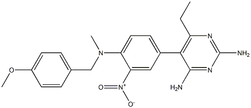 2,4-Diamino-6-ethyl-5-(3-nitro-4-[methyl(4-methoxybenzyl)amino]phenyl)pyrimidine Struktur