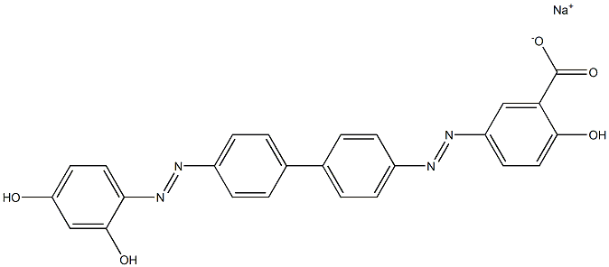 2-Hydroxy-5-[[4'-[(2,4-dihydroxyphenyl)azo]-1,1'-biphenyl-4-yl]azo]benzoic acid sodium salt Struktur