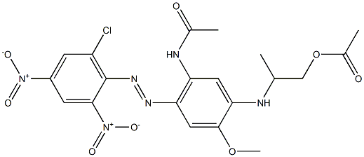 Acetic acid 2-[[5-acetylamino-4-(6-chloro-2,4-dinitrophenyl)azo-2-methoxyphenyl]amino]propyl ester Struktur