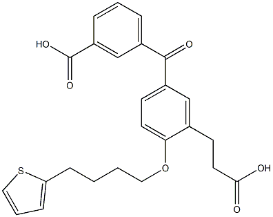 5-(3-Carboxybenzoyl)-2-[4-(2-thienyl)butoxy]benzenepropanoic acid Struktur