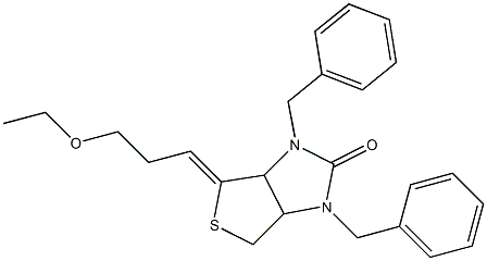 1,3-Dibenzyl-6-(3-ethoxypropylidene)-3a,4,6,6a-tetrahydro-1H-thieno[3,4-d]imidazol-2(3H)-one Struktur