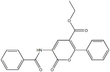 3-Benzoylamino-2-oxo-6-phenyl-2H-pyran-5-carboxylic acid ethyl ester Struktur