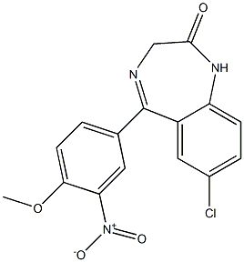 7-Chloro-1,3-dihydro-5-(4-methoxy-3-nitrophenyl)-2H-1,4-benzodiazepin-2-one Struktur