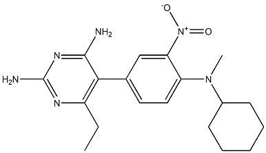 2,4-Diamino-6-ethyl-5-(3-nitro-4-[methyl(cyclohexyl)amino]phenyl)pyrimidine Struktur