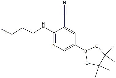 2-(butylamino)-5-(4,4,5,5-tetramethyl-1,3,2-dioxaborolan-2-yl)pyridine-3-carbonitrile Struktur