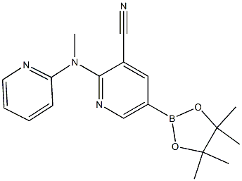 2-((pyridin-2-yl)methylamino)-5-(4,4,5,5-tetramethyl-1,3,2-dioxaborolan-2-yl)pyridine-3-carbonitrile Struktur