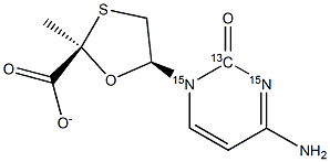 (2R,5S)-L-Methyl-5-(4-aMino-2-oxo-1(2H)-pyriMidinyl-15N2,13C)-1,3-oxathiolane-2-carboxylate Struktur