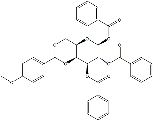 1,2,3-Tri-O-benzoyl-4,6-O-(4-methoxybenzylidene)-b-D-galactopyranose Struktur