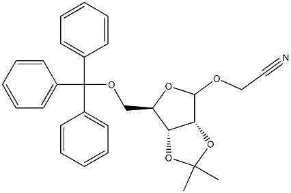 Cyanomethyl 2,3-O-isopropylidene-5-O-trityl-D-ribofuranoside Struktur