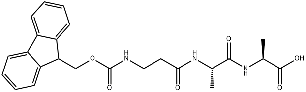 (2S)-2-[(2S)-2-[3-({[(9H-fluoren-9-yl)methoxy]carbonyl}amino)propanamido]propanamido]propanoic acid Struktur