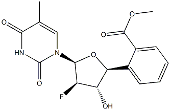 ((2S,3S,4R,5S)-4-Fluoro-3-hydroxy-5-(5-methyl-2,4-dioxo-3,4-dihydropyrimidin-1(2H)-yl)tetrahydrofuran-2-yl)methyl Benzoate Struktur