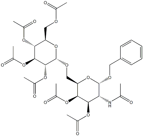 Benzyl2-acetamido-3,4-di-O-acetyl-6-O-(2,3,4,6-tetra-O-acetyl-a-D-glucopyranosyl)-2-deoxy-a-D-galactopyranoside Struktur