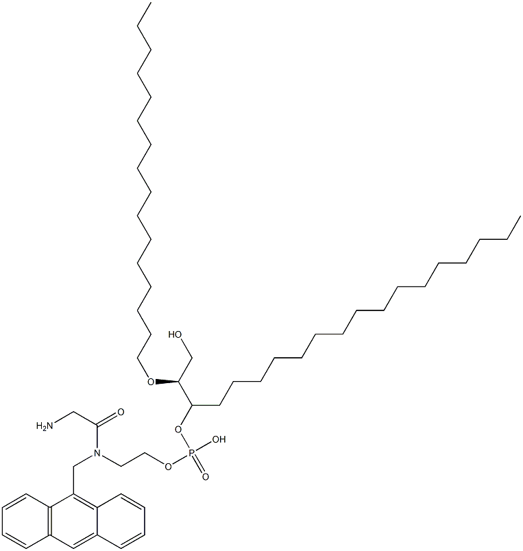 N-aminoacetyl-N-(9-anthracenylmethyl)-1,2-dihexadecyl-sn-glycero-3-phosphoethanolamine Struktur