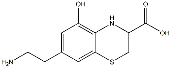 7-(2-aminoethyl)-3,4-dihydro-5-hydroxy-2H-1,4-benzothiazine-3-carboxylic acid Struktur