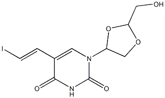 1-(2-(hydroxymethyl)-1,3-dioxolan-5-yl)-5-(2-iodovinyl)uracil Struktur