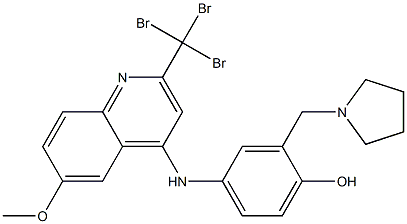 2-tribromomethyl-6-methoxy-4-(4-hydroxy-3-pyrrolidinomethylanilino)quinoline Struktur