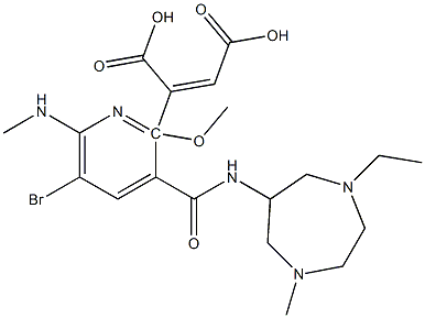 5-bromo-N-(1-ethyl-4-methylhexahydro-1H-1,4-diazepin-6-yl)-2-methoxy-6-methylamino-3-pyridinecarboxamide 2-fumarate Struktur