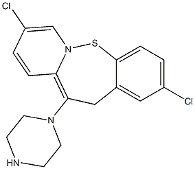 2,8-DICHLORO-11(-PIPERAZINE-N-YL) DIBENZO(B,F)THIAZEPINE Struktur