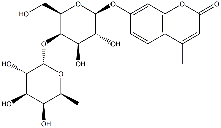 4-METHYLUMBELLIFERYL 4-O-(ALPHA-L-FUCOPYRANOSYL)-BETA-D- GALACTOPYRANOSIDE Struktur