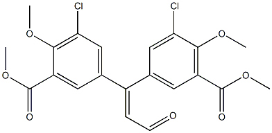 methyl 3-chloro-5-[1-(3-chloro-4-methoxy-5-methoxycarbonyl-phenyl)-3-oxo-prop-1-enyl]-2-methoxy-benzoate Struktur