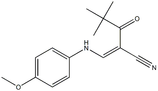 (Z)-2-(2,2-dimethylpropanoyl)-3-(4-methoxyanilino)-2-propenenitrile Struktur