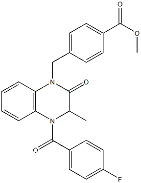 methyl 4-{[4-(4-fluorobenzoyl)-3-methyl-2-oxo-3,4-dihydro-1(2H)-quinoxalinyl]methyl}benzenecarboxylate Struktur