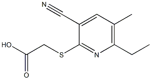 2-[(3-cyano-6-ethyl-5-methyl-2-pyridinyl)sulfanyl]acetic acid Struktur