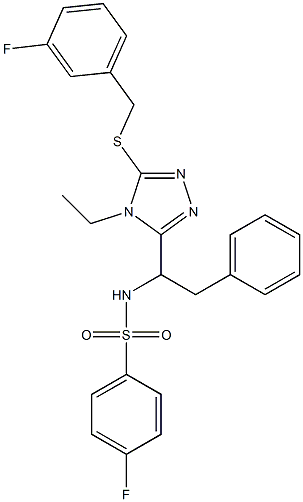 N-(1-{4-ethyl-5-[(3-fluorobenzyl)sulfanyl]-4H-1,2,4-triazol-3-yl}-2-phenylethyl)-4-fluorobenzenesulfonamide Struktur