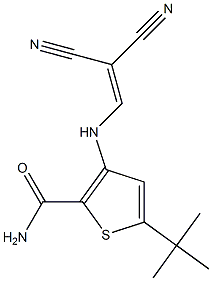 5-(tert-butyl)-3-[(2,2-dicyanovinyl)amino]thiophene-2-carboxamide Struktur