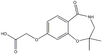 2-[(2,2-dimethyl-5-oxo-2,3,4,5-tetrahydro-1,4-benzoxazepin-8-yl)oxy]acetic acid Struktur